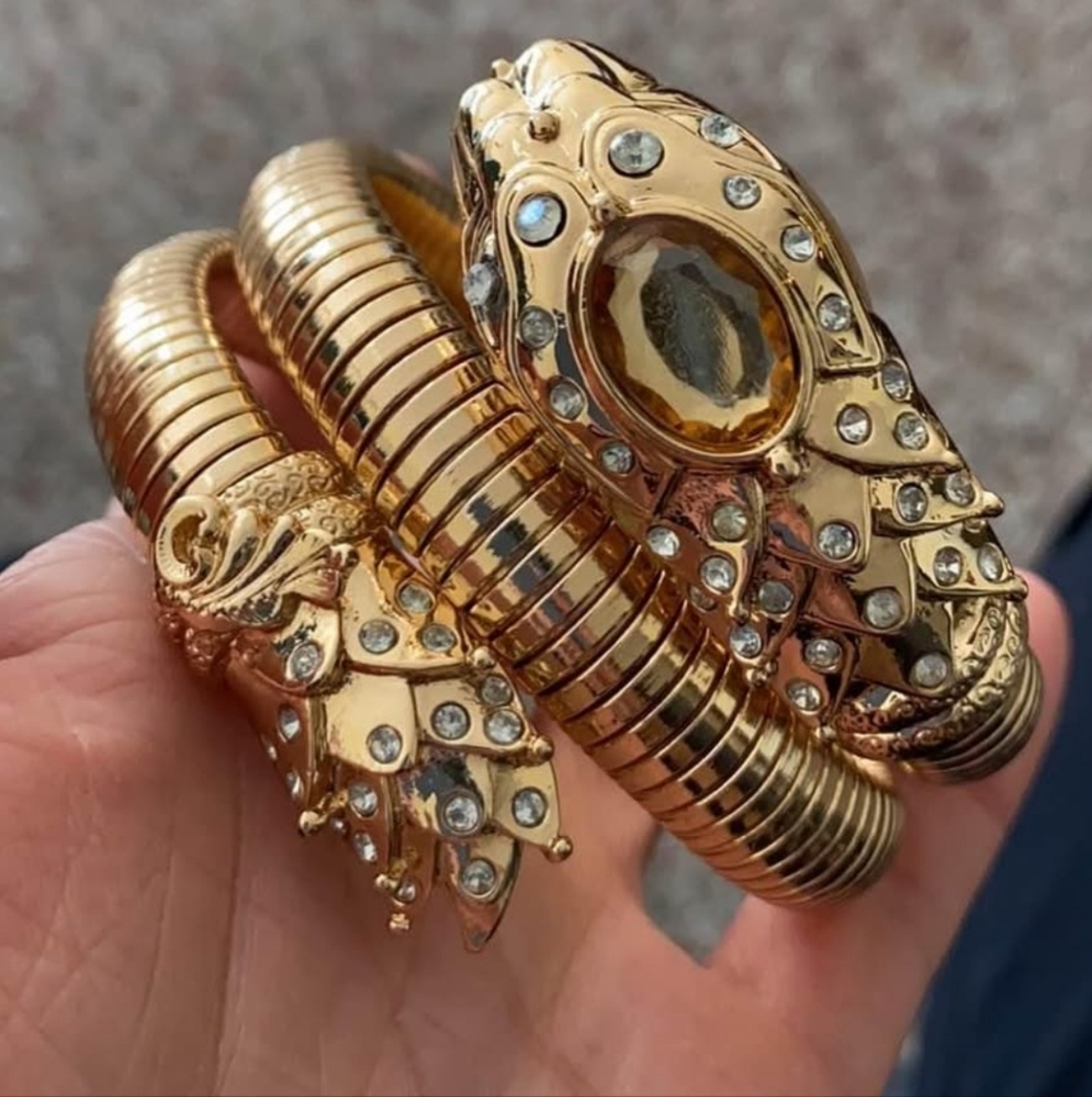 H&M Gold Snake Bracelet with Crystal Accents